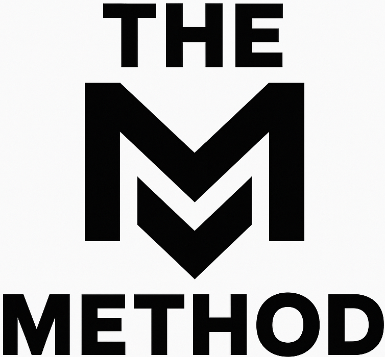 Logo displaying the words 'The Method' with a stylized 'M' in the center, in black and white.